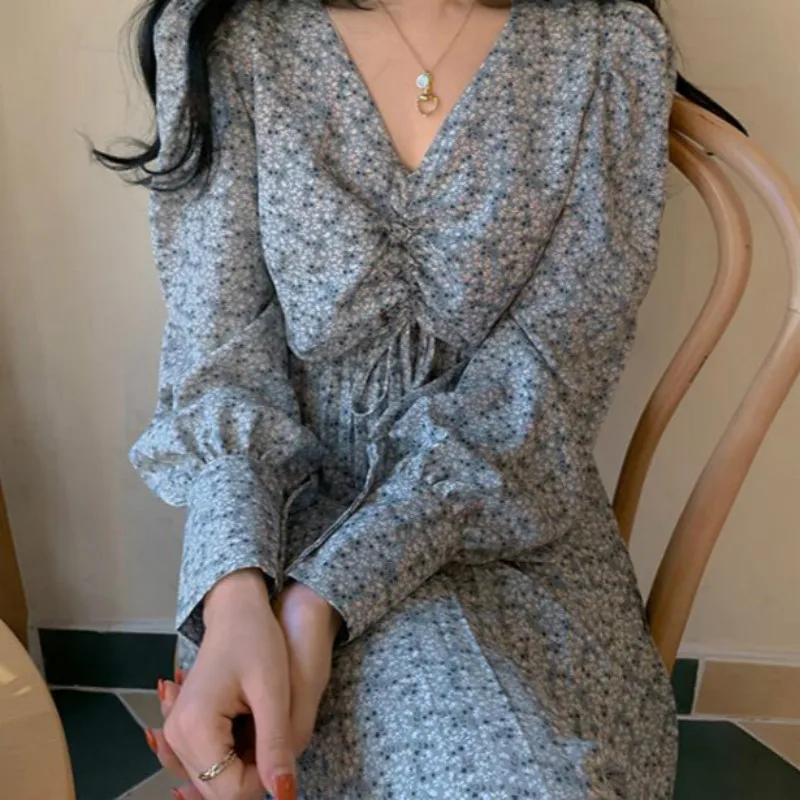 Женское длинное Плиссированное шифоновое платье с V-образным вырезом длинным