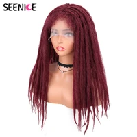 dreadlocks lace front wig for black women soft faux locs wigs natural synthetic ombre black brown cosplay wig 21 inch seenice