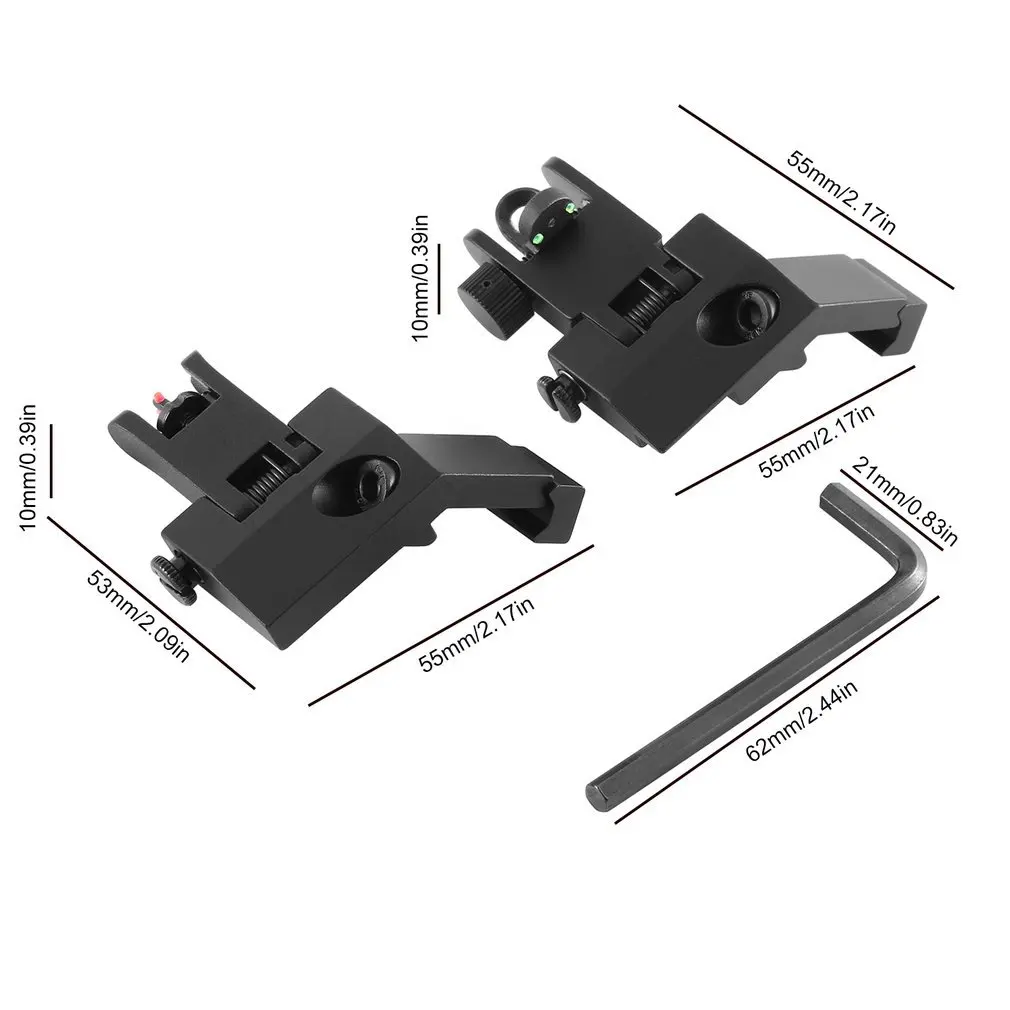 

Low Profile 45 Degree Flip Front And Rear Sights Anti-rust Anodized Surface Optical Fiber Tactical Riflescope Optic Sights
