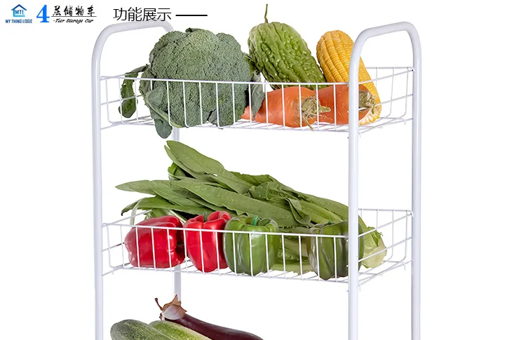 

Multi-use Kitchen Carbon Steel Storage Rack 3/4 Shelf Shelving Unit on Wheels Fruits Vegetables Storage Holder Heavy Loading