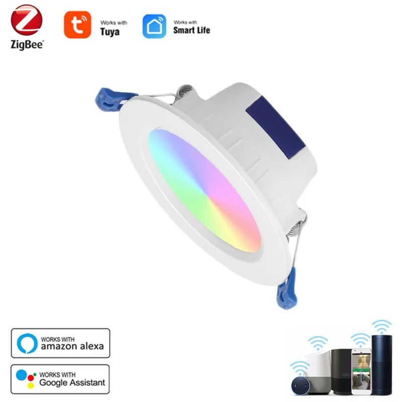 

Умный светодиодный потолочный светильник Tuya Zigbee 3,0, 10 Вт/12 Вт, RGBCW 3,5/4 дюйма, круглая потолочная лампа, комнатное точечное освещение Alexa Smartthings
