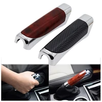 universal car handbrake protector cover styling wooden carbon fiber decor abs chrome plating smooth suv interior accessories