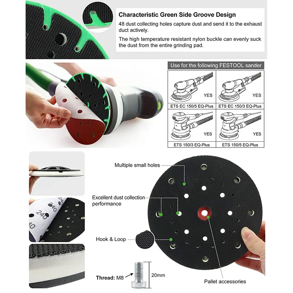 

Dust Removal Sanding Pad For Festool Heat-resistant M8 Thread MPE Foam
