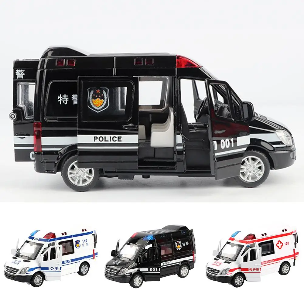 

Mini Simulated Pull Back Metal Sound Light Ambulance Police Car Kids Toy Gift