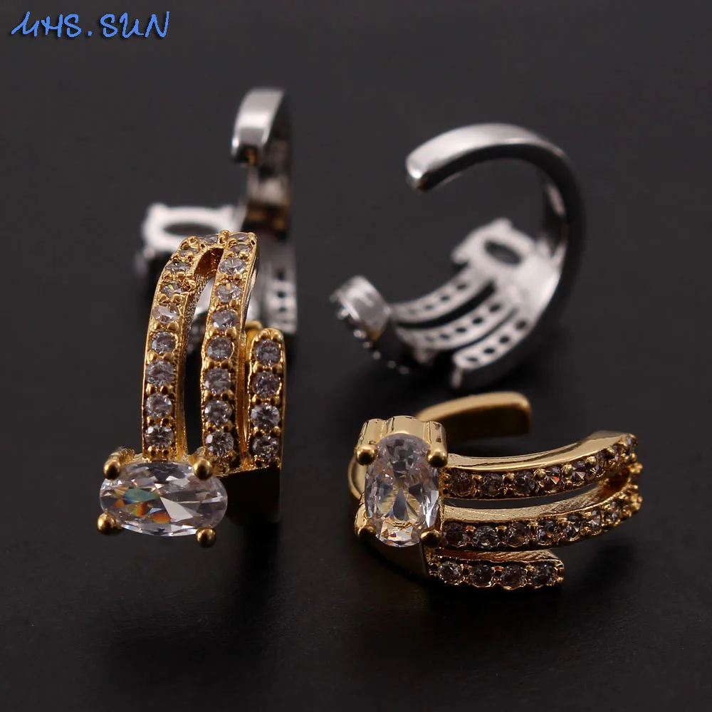 Серьги манжеты MHS.SUN золотистые/Серебристые серьги клипсы без пирсинга вечерние