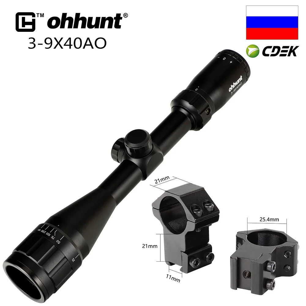 Ohhunt 4X32 3-9X40 4-16X40 6-24X50 винтовка Сфера провода охотничий прицел 1 дюймов оптический прицел тактический прицелы для стрельбы - Цвет: with Dovetail Ring