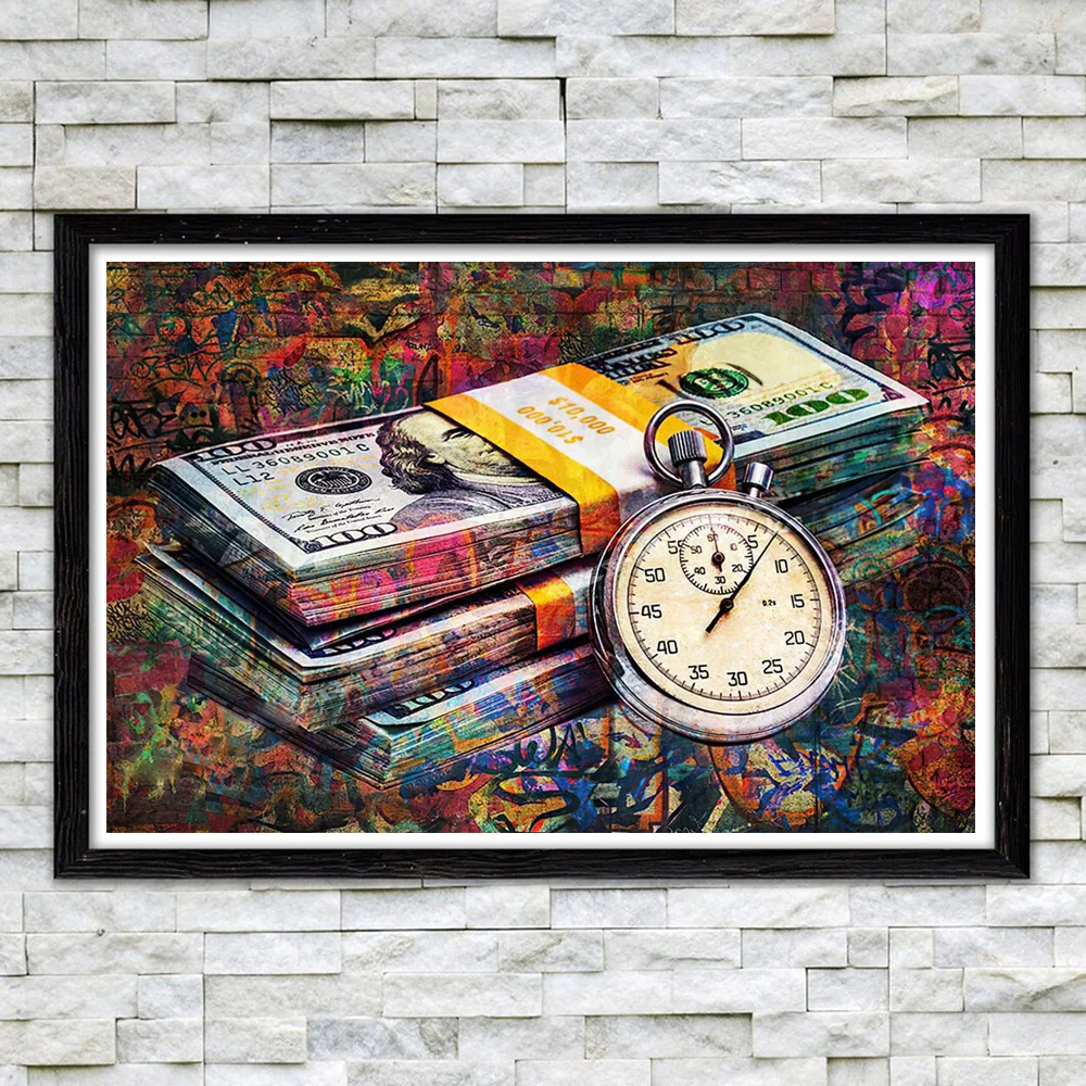 

Time Is Money Motivational Slogan Canvas Poster And Prints Graffiti Dollar Picture On Wall Art Painting For Living Room Cuadros