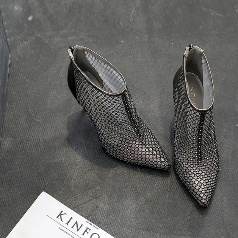 Женские ботинки с острым носком женские ботильоны на шпильке модная женская