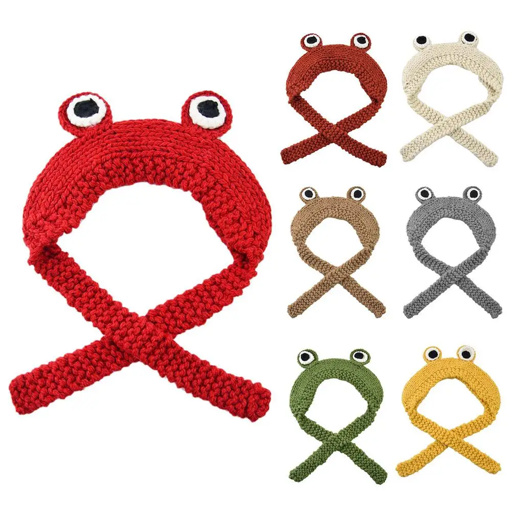 

Adults Funny Frog Hats Unisex Women Knitted Winter Warm Beanie Hat Cute Cartoons Crochet Hat Hip-hop Skullies Cap Party Dress Up