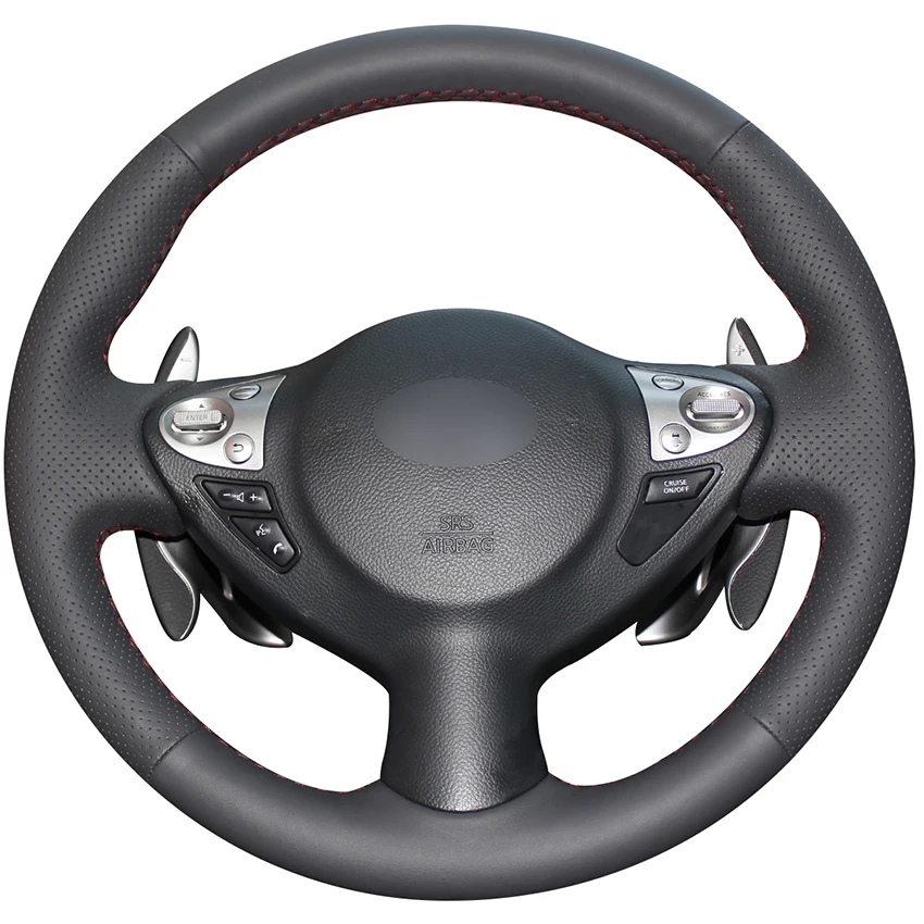 

Black Genuine Leather Car Steering Wheel Cover for Infiniti FX FX35 FX37 FX50 2009-2013 QX70 Nissan Juke Maxima 370Z Sentra