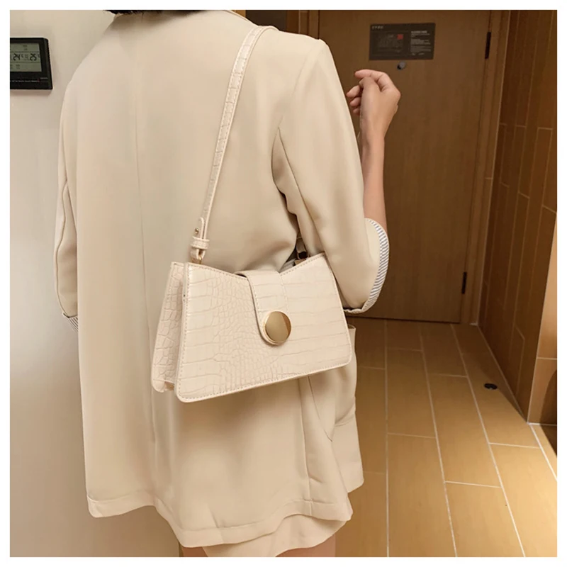 

Designer Baguette Armpit Bag New Ladies Crocodile Pattern Shopping Shoulder Bags Luxury Pu Leather Handbags Messenger Bag Female