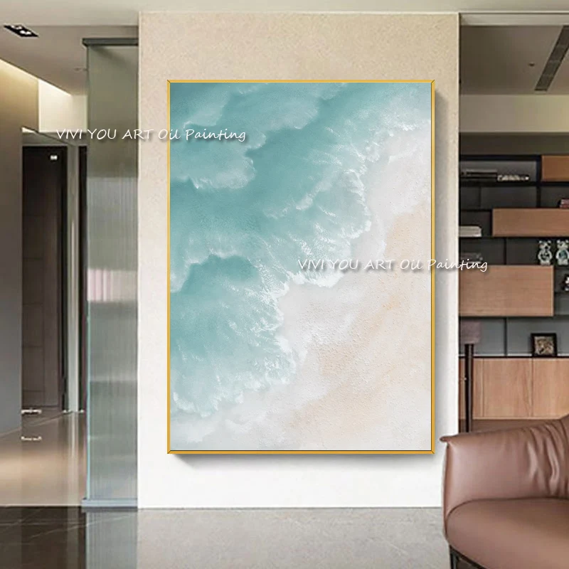 100% ручная роспись простая картина маслом в океане морской большой размер работа