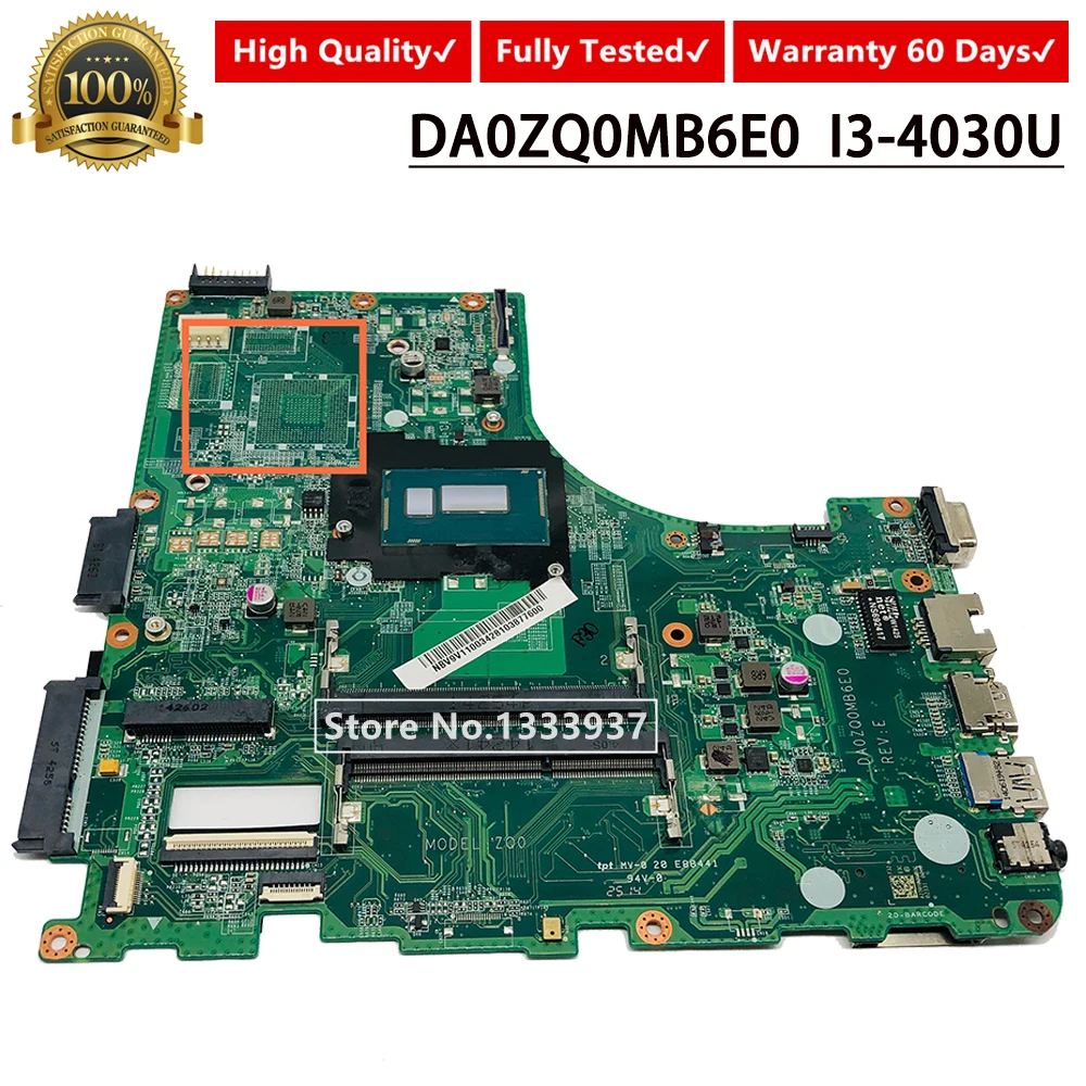 Для Acer V3 472P E5 471G 472 471 ZQ0 Материнская плата ноутбука SR1EN I3 4030U NB.V9V11.003 NBV9V11003 DA0ZQ0MB6E0