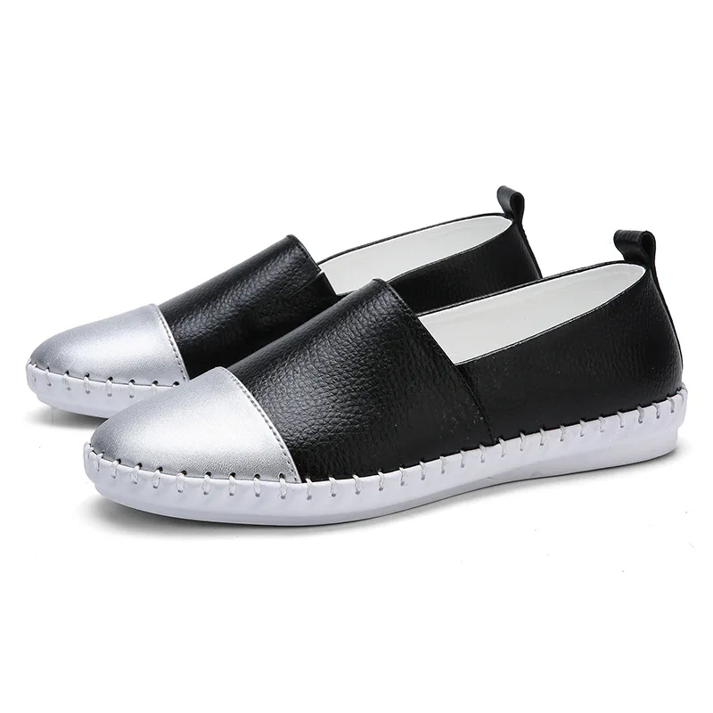 

Лоферы женские кожаные в стиле пэчворк, Ранняя обувь из бычьей кожи на плоской подошве, Нескользящие британские прогулочные туфли на плоско...