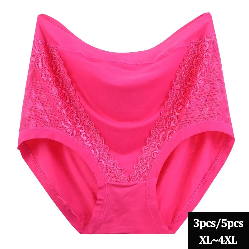 

3pcs/5pcs Modal Briefs Lace Panties Womens Winter Underpants Lingerie Plus Size High Waist Breathable Underwear Female Intimates
