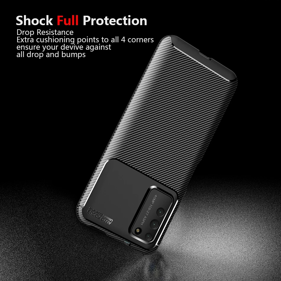 

KEYSION Case for Honor X10 5G 30 Pro+ Plus 30s 9C 9S 9A Carbon Fiber Silicone Shockproof Phone Cover For Huawei Y5P Y6P Y7P Y8P