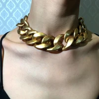 flatfoosie punk exaggerated thick chain necklaces women hip hop gold color short choker necklace female fashion chunky necklaces
