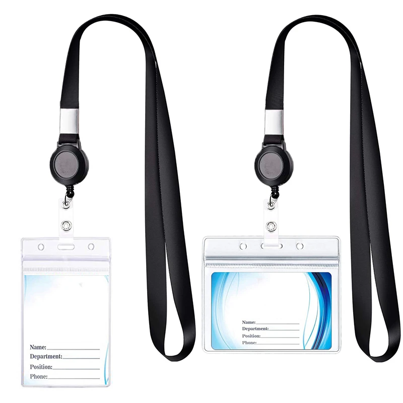 neck strap name badge holder transparent exhibition id emoloyees staff work card with lanyard neck strap for students nurses free global shipping