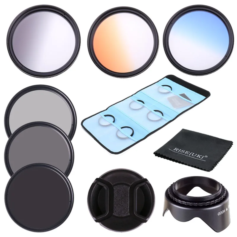 

Camera Filter ND2 ND4 ND8 Filter gruadual Grey Orange blue Color set for Canon Nikon Sony Pentax Olympus 49mm 52mm 58mm lens