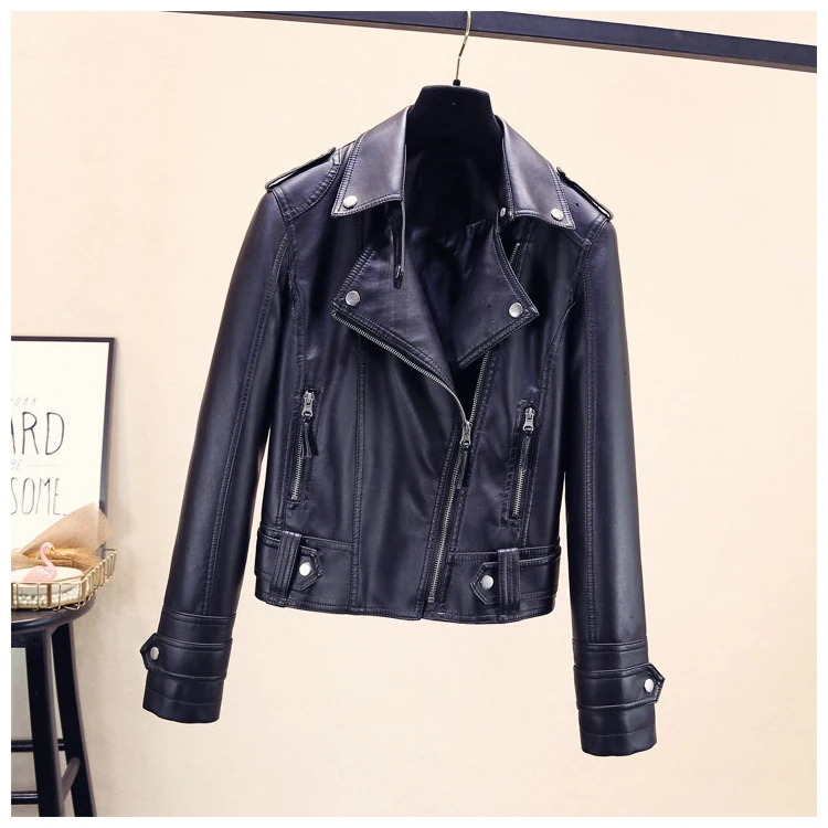 Осенне зимняя Новинка сетчатая красная кожаная куртка женские тонкие белые