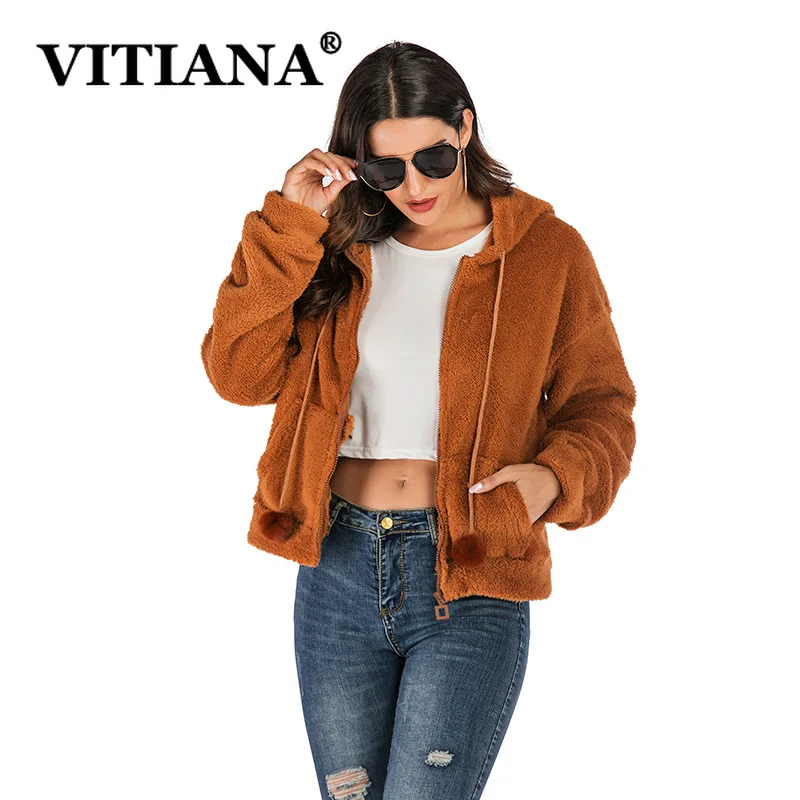 VITIANA женское повседневное короткое пальто из искусственного меха на осень 2019