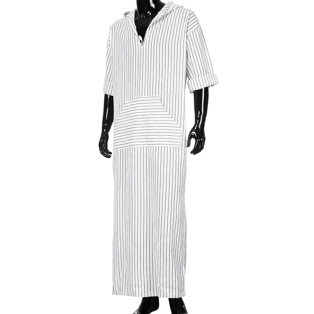 Халат Caftan d91106 мужской из хлопка и льна традиционная этническая одежда свободный