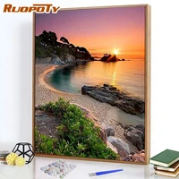 ruopoty diy pictures by numbers sea landscape acrylic handpainted for adult paint by numbers unique gift for home decor art