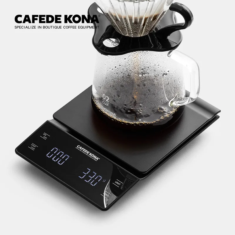 Кофейник KONA ручные капельные кофейные весы 0,1 г/3кг точные датчики кухонные пищевые весы с таймером включают водонепроницаемый силиконовый ... от AliExpress RU&CIS NEW