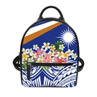 Женский рюкзак ELVISWORDS, голубой, с Гавайскими цветами и племенным узором Kanaka, наплечная сумка, Женский Повседневный дорожный мини-рюкзак из искусственной кожи