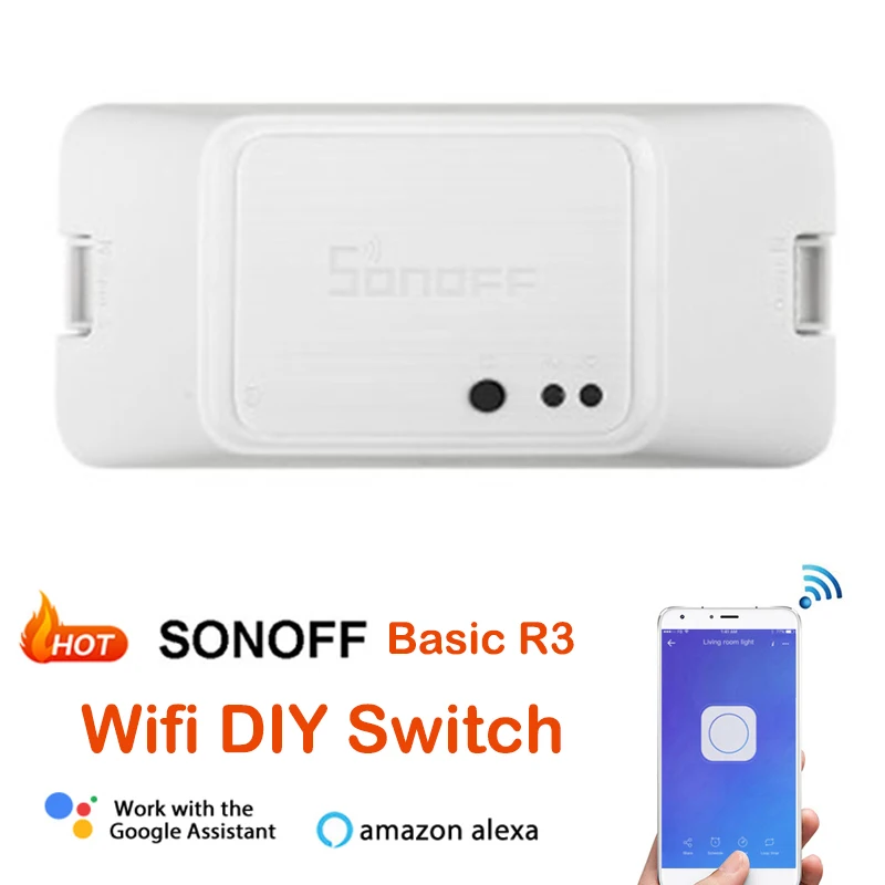 

SONOFF Basic R3 WIFI DIY Remote Control Smart Switch Work With Alexa Google Home AV 90-250V Automation For EWelink APP
