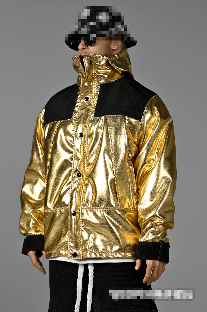 

1/6 Trendy Jacket Metallic Silver Reflective Fabric Male Soldier Clothing Accessories Zipper can be opened