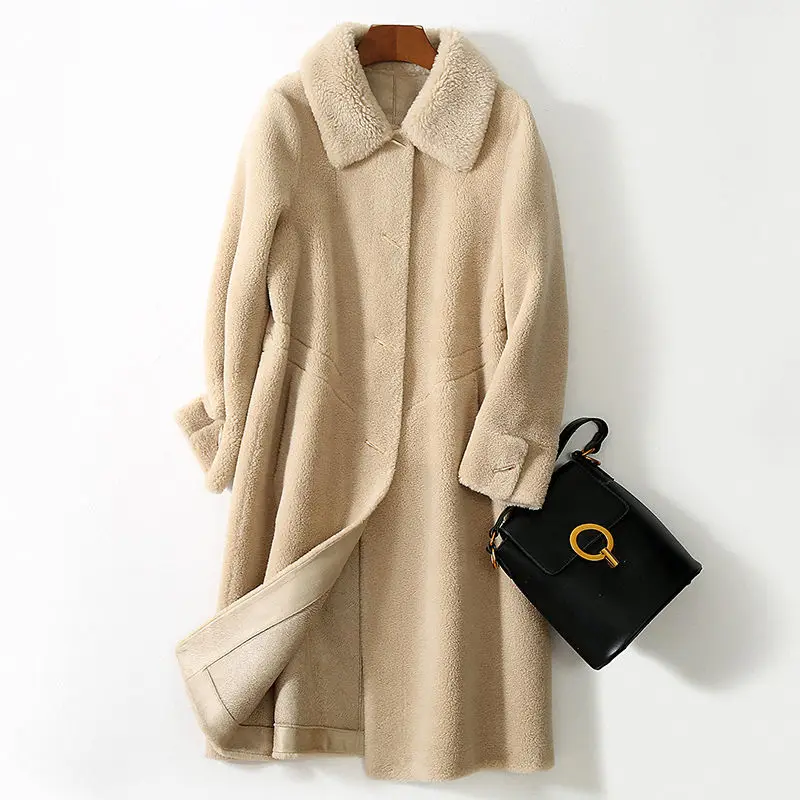 

Women New 2020 Autumn Winter Real Wool Fur Coat Female Thick Warm Genuine Sheep Shearling Jacket Natural Lambswool Outwear L727