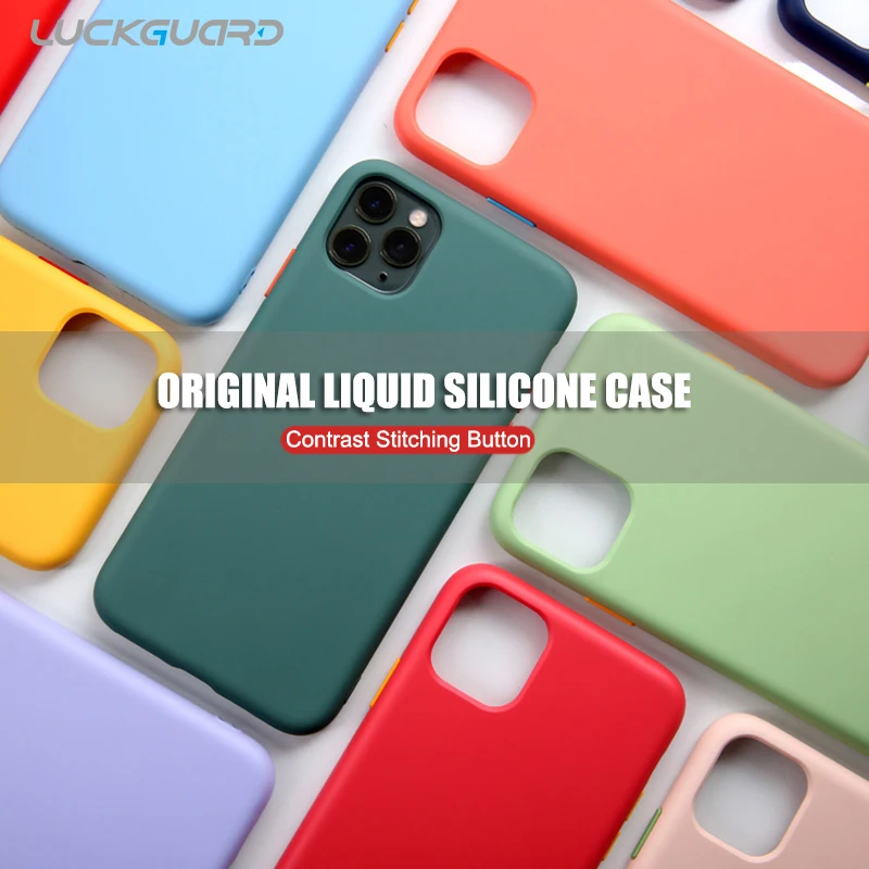 Contrast Color Case For iPhone 7 8 6 6s Plus 11 Original Liquid Silicone No Logo Shockproof Cover X Xs Pro Max XR |