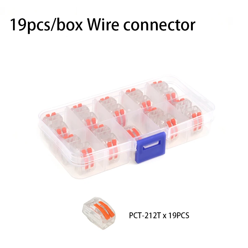 PCT-212T(19PCS) Смешанные в штучной упаковке быстрый соединитель проводов Укрась свою PCT-212/213/214/215/218/222 SPL-2 3 компактный проводной разъем, клемма блока - Цвет: PCT-212T(19PCS)