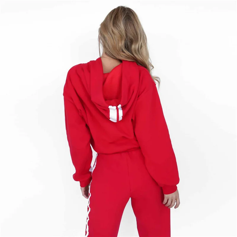 

ZOGAA 2021 Spring Autumn Women Tracksuit Cotton Suit 2 Pieces Sets Ladies Hoodies Sweatshirt and Pants Red White Sport Suits