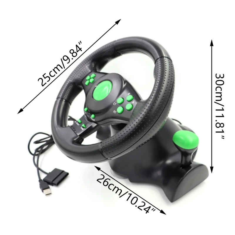 Gaming Steering Wheel with Pedals 180 Degree Rotation Vibration USB PC Steering Wheel Compatible with XB360/PS3/PS2/PC images - 6