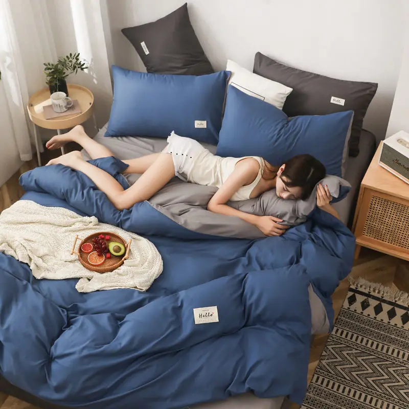 

Summer Frosted Solid Color Simple Quilt Cover Suitable Single Double Bed Down Duvet Nordic Popular Dormitory Household Bedding
