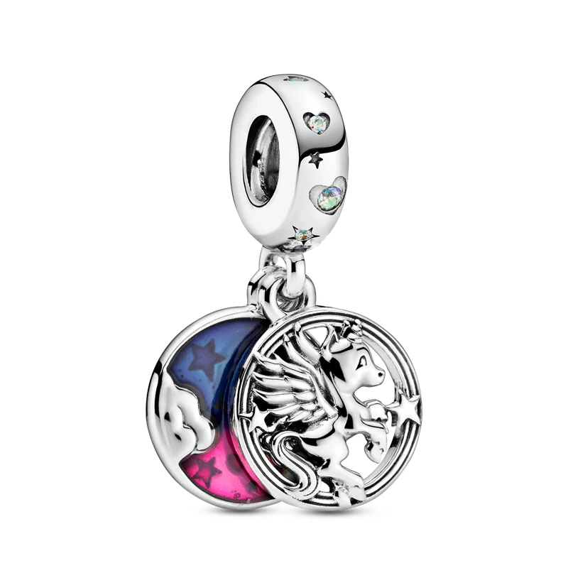

Silver Charm 925 Sterling Silver Magical Unicorn Double Dangle Charm Beads fit Pandora Bracelet Original Silver 925 Jewelry Gift