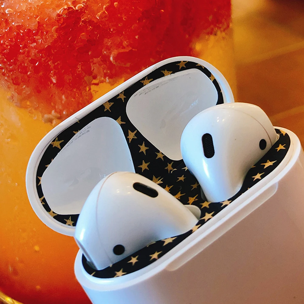 Black Пылезащитная наклейка чехол для Apple AirPods 1 2 Пылезащитная ПВХ наклейка s Защита кожи Coque для Airpods 2 1 Аксессуары - Цвет: Black