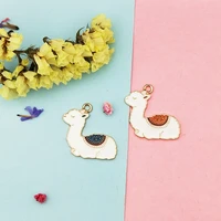 10pcs 28x30mm lovely enamel alpaca charms for jewelry making and crafting earrings pendants necklace bracelet dangle gold color