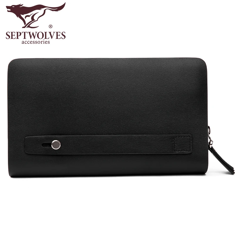 Модная брендовая мужская сумка Septwolves из спилка вместительные деловые мужские