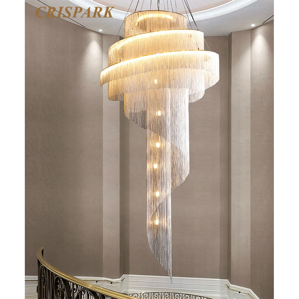 Goede Italië Aluminium Ketting Kroonluchter Verlichting Led G9 Chroom Spiraal Kwastje Moderne Minimalistische Armatuur Showroom Trap Loft Licht