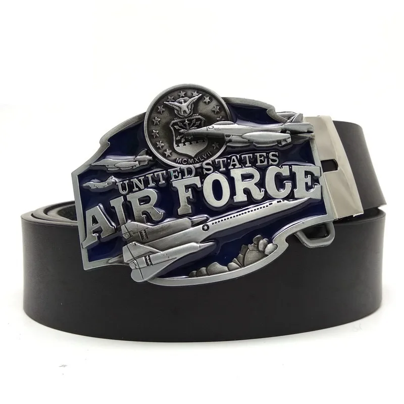 UNITED STATES AIR FORCE Metal Buckle Man Belt Black PU Leather Casual Jeans Western Cowboy Fashion Accessories Cool Gifts