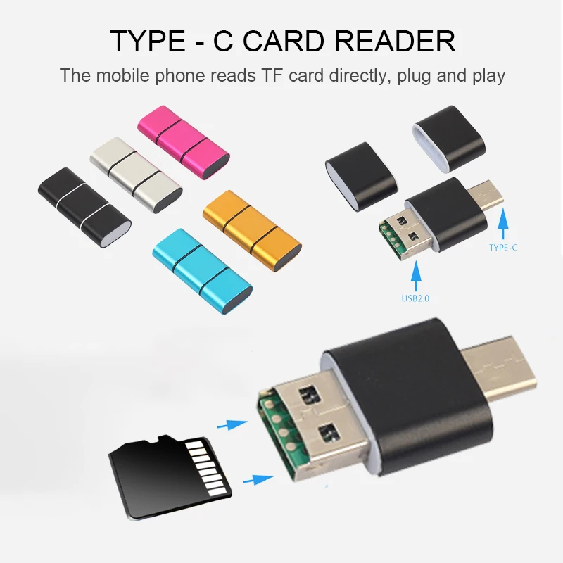 

2 In 1 USB Reader OTG Adapter For PC Laptop Android Smart Phone Converter Type C To Micro SD TF Card For Huawei Xiaomi Samsung
