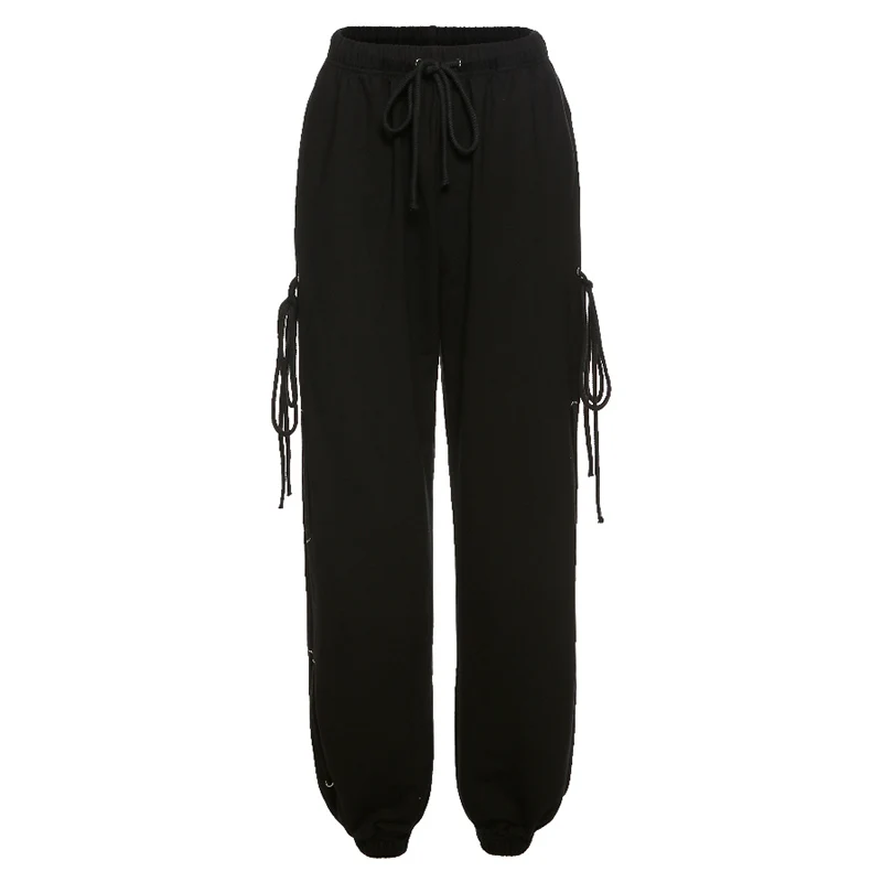 

Harajuku Joggers Wide Leg SweatPants Women Sling on left and right High Waist Streetwear Korean Casual Pant Femme Fall Trousers