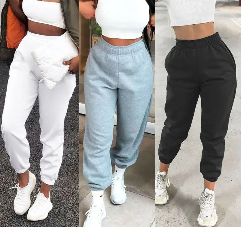 Женские повседневные спортивные штаны однотонные для бега и Женский однотонный