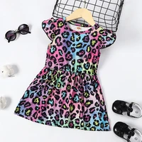toddler baby girls princess dress fly sleeve leopard tie dyed printed casual wear children summer clothes party dresses clothing