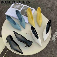 2022 new spring shoes women thin low heel pumps fashion brand elegant pointed toe shallow dress shoes party wedding female mujer