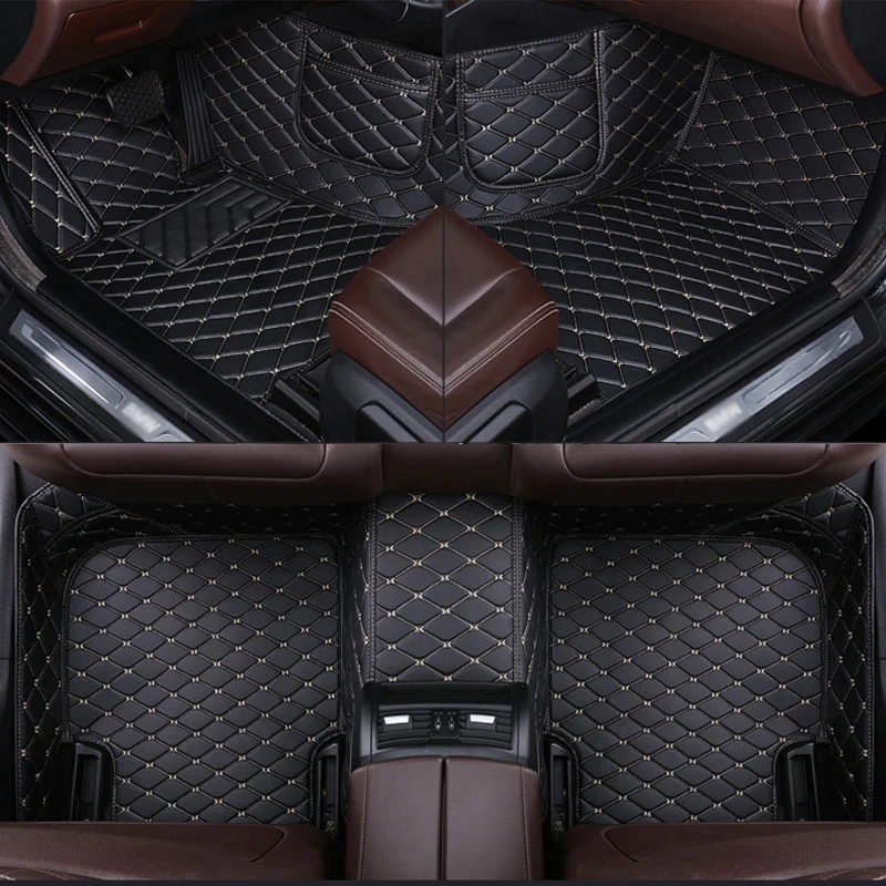 

Leather Custom car floor mat for HONDA Accord City CRZ Elysion Pilot Civic Sport Touring CRV Fit Jade carpet Phone pocket