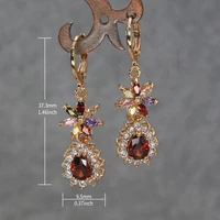 luxury bohemian dangle earrings for women girls red blue eardrop water drop stone jewelry party wedding valentines day gift